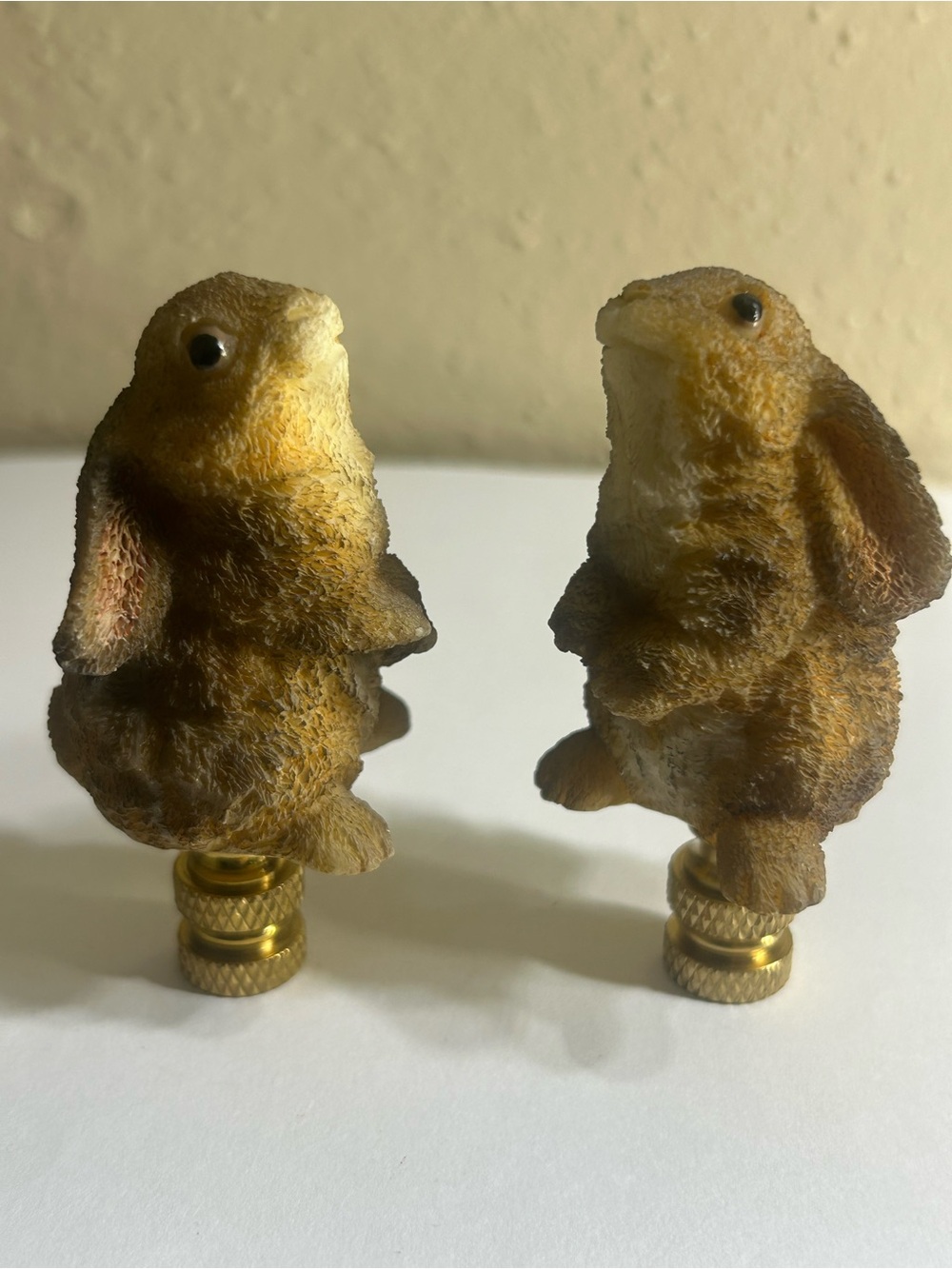 Brown Rabbit Lamp Finials Set of 2 - Decorative Small  For secure lampshade